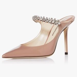 Designer Inspired Vaslemuse Rhinestone Slip On Heels in Nude - Never Worn